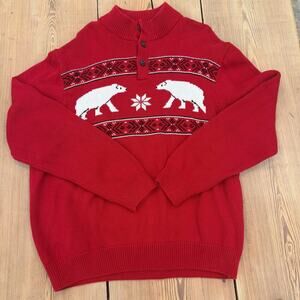 Chaps Men's Classic Fit Holiday Nordic Inspired Polar Bear‎ Mockneck Sweater XL